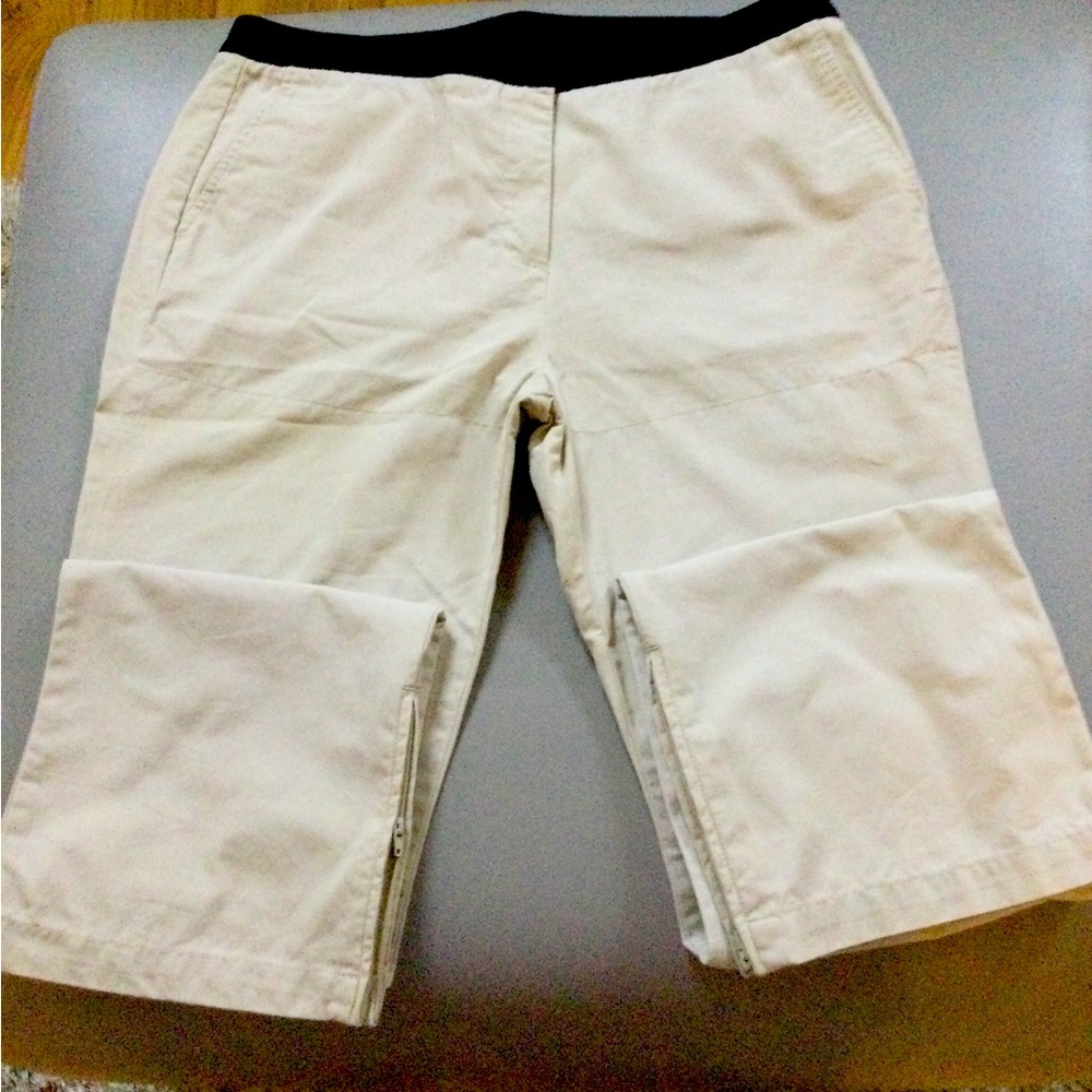 Cream Pants with Black Waistband